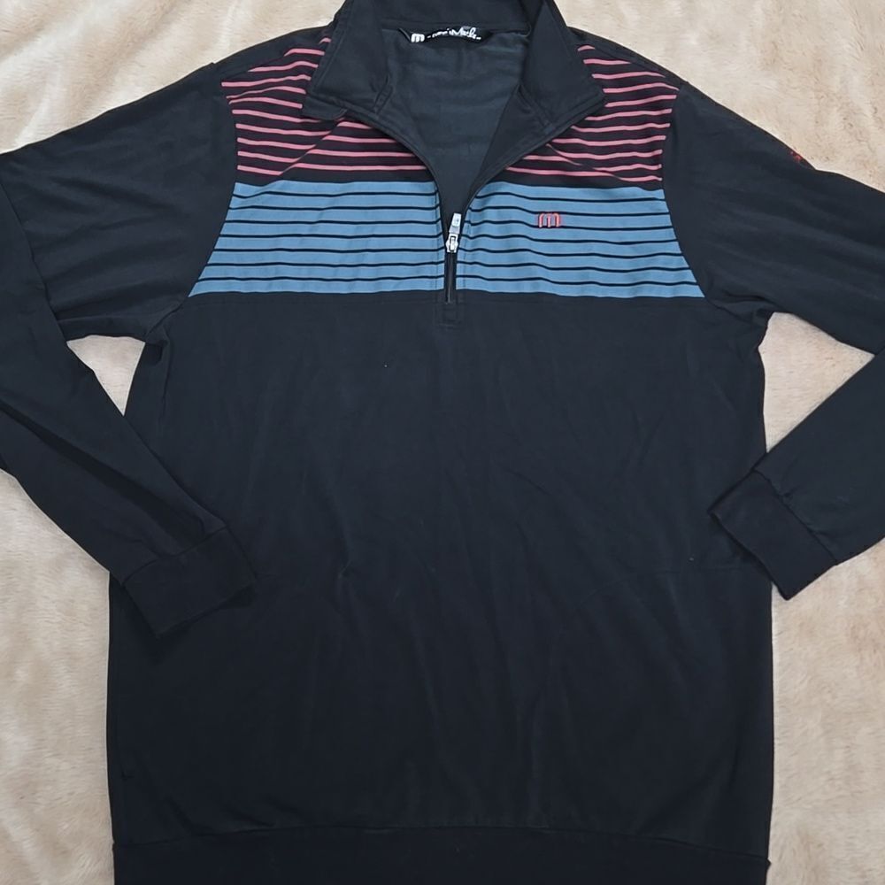TRAVIS MATHEW PITTSBURGH PENGUINS BLACK LONG-SLEEVE THREE-QUARTER ZIP PULLOVER